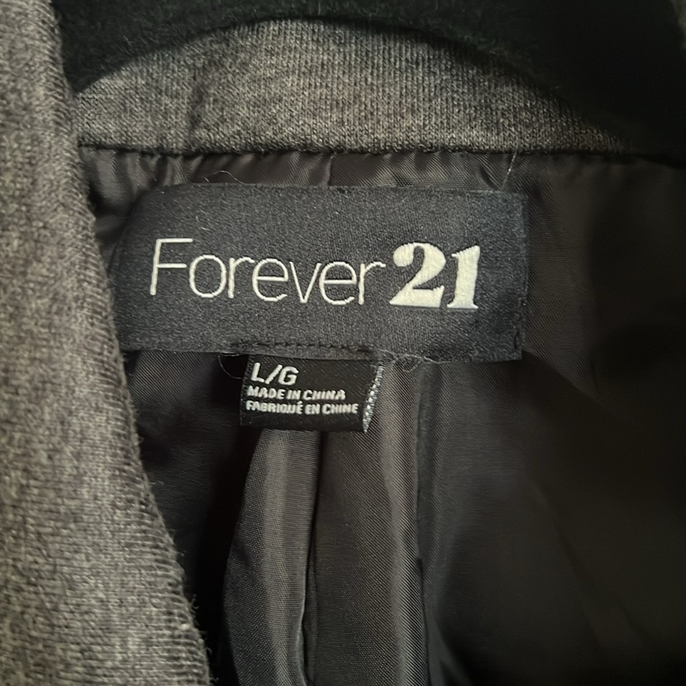 Forever 21 Charcoal Double-Breasted Coat View 3